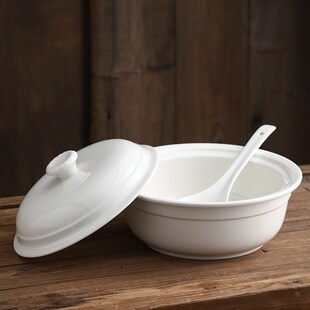 10英寸宫廷汤窝带盖汤碗大号酒店陶瓷品锅蒸饭店汤盆装汤汁饭粥碗