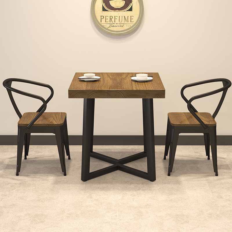 实木铁艺餐厅食堂餐桌简约复古酒吧烧烤店桌子工业风休闲桌椅组合