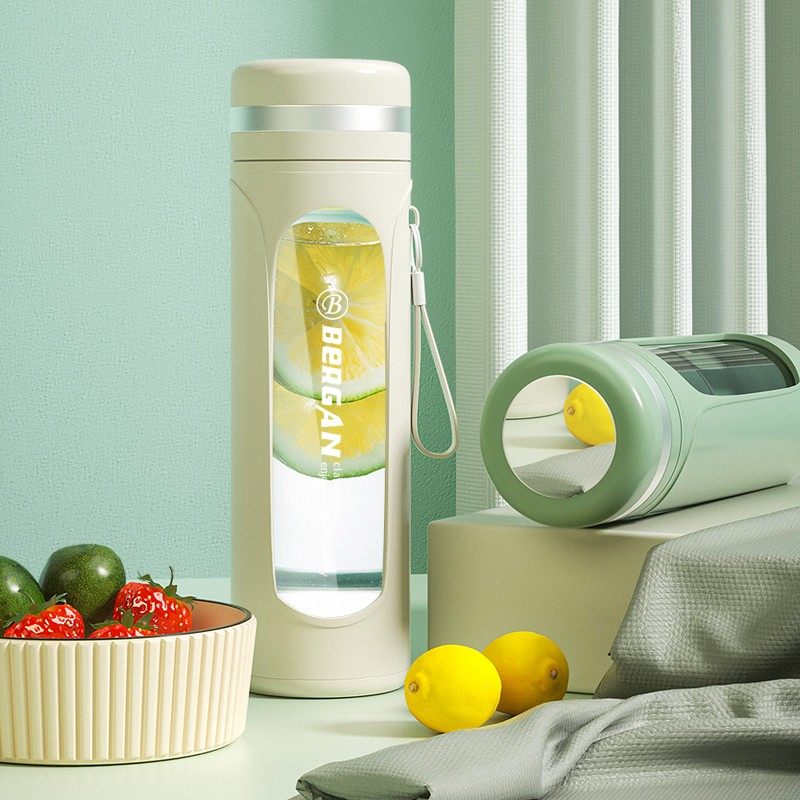 Bergan玻璃杯便携男女士高颜值双层水杯夏季泡茶防摔防烫刻字杯子,餐饮具,玻璃杯,淘宝优惠券,粉丝福利购,淘宝优惠卷