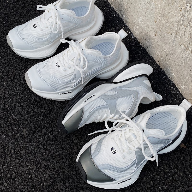 男鞋2025新款夏季单层网面运动鞋女厚底增高透气薄款休闲老爹鞋男