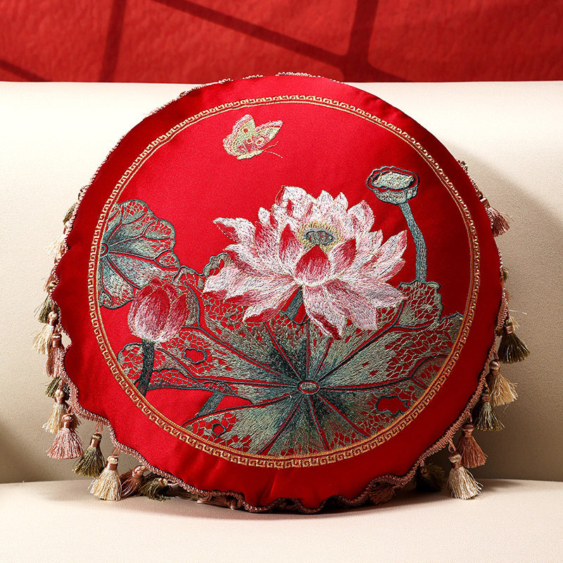 圆形抱枕流苏枕中式沙发客厅红木椅子靠背垫护腰枕床头大靠枕含芯,居家布艺,靠垫/抱枕,淘宝优惠券,粉丝福利购,淘宝优惠卷