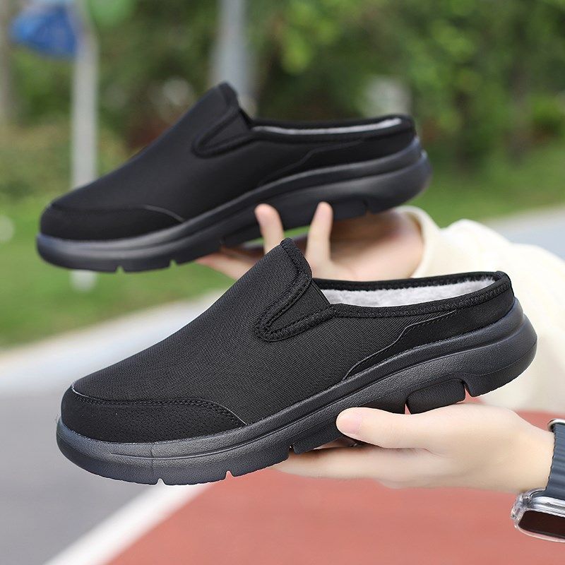 男士大码棉拖鞋男46 47冬季防水包头拖鞋加绒保暖老年人室内棉鞋