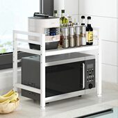 厨房置物架可伸缩微波炉烤箱架子双层家用桌面台面电饭锅收纳支架