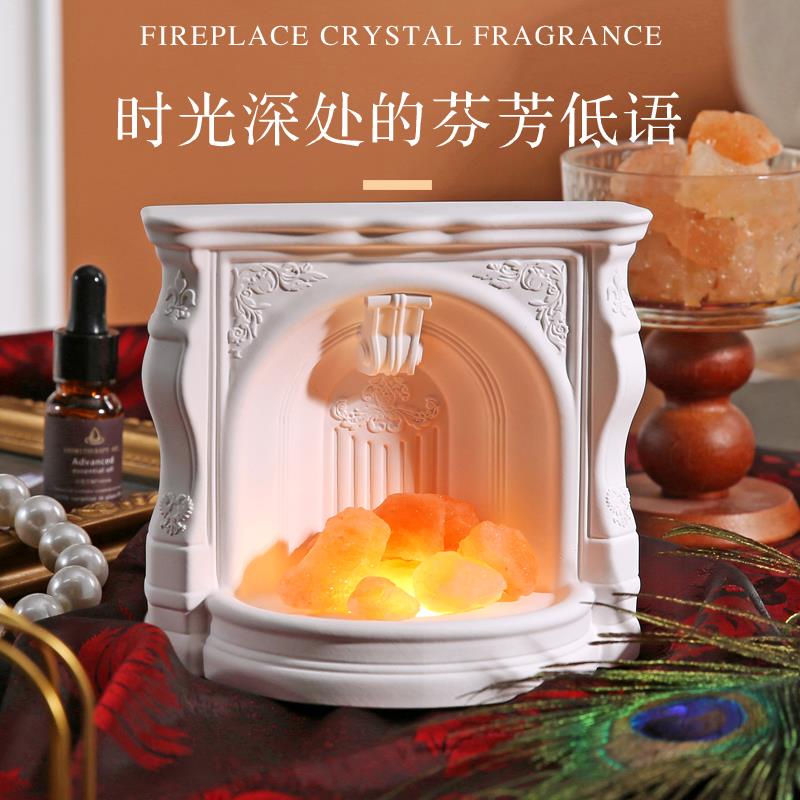 壁炉香薰礼盒生日礼物女生高级感家用香氛精油水晶石氛围夜灯摆件