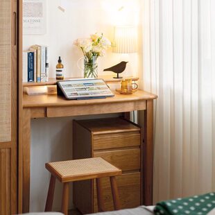 二黑木作 北北小书桌 小户型北欧实木办公桌写字桌梳妆台日式阅读