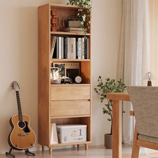 实木书柜北欧现代简约组合储物柜简约日式书橱落地客厅展示柜酒柜