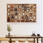 博古架实木中式 多宝阁挂墙茶壶架茶杯架茶具置物展示架茶架 壁挂式