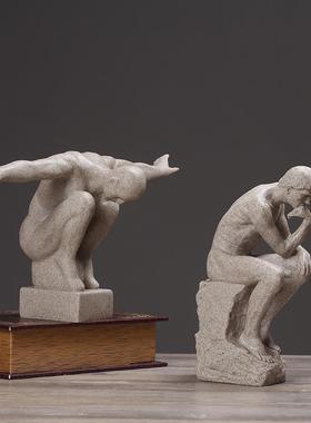 思想者沉思者思考艺术品工艺礼品摆饰家居装饰品雕塑古铜色人物创