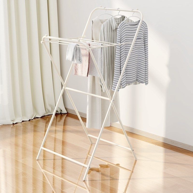 双翼晾衣架落地阳台卧室多x功能可折叠收纳伸缩简约牢固晒衣架
