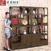 鸡翅木博古架多宝阁古董架子 仿古隔断展示柜 红木家具实木中式