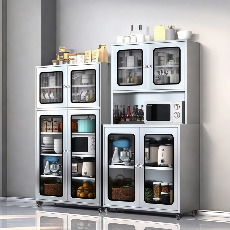 304不锈钢餐边柜厨房橱柜碗柜落地餐具收纳柜储物柜X子多功能家用