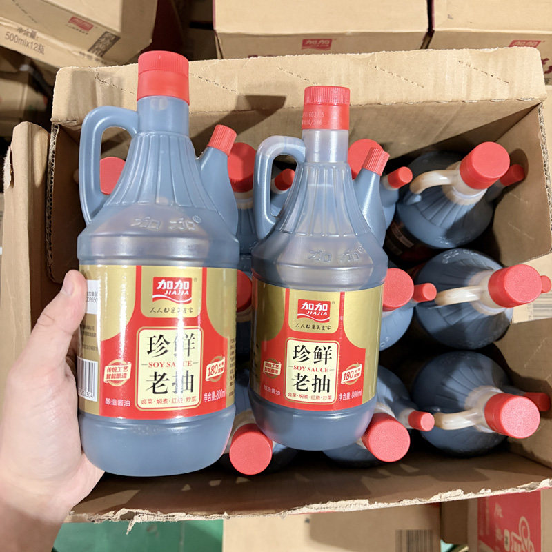 加加珍鲜老抽800ml*12瓶整箱批发 红烧卤菜焖煮炒菜增色酱油上色