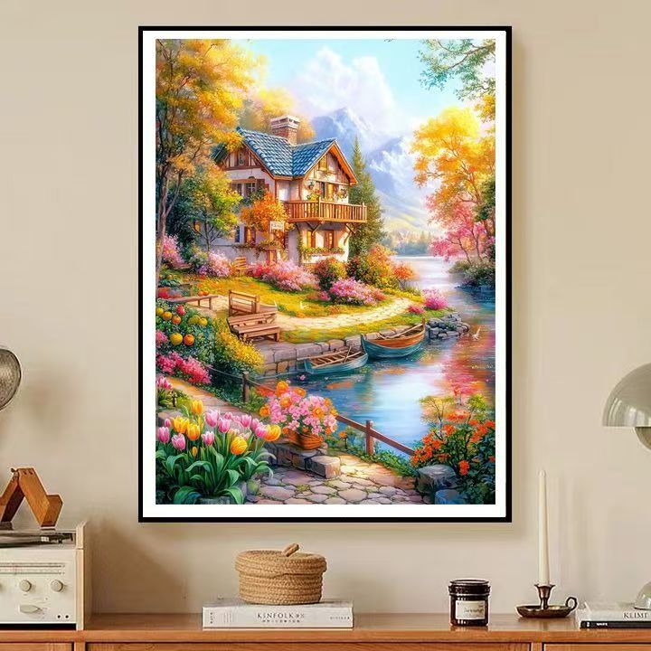 十字绣彩珠绣串珠绣圆珠绣十字绣科莫湖假期风景田园风光2026新款