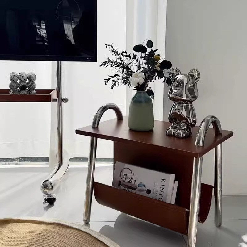 北欧客厅沙发边几置物架零食x架实木床头柜轻奢简约移动小茶几推