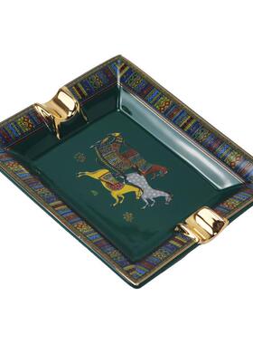 茄烟灰缸家用客灰29689厅摆件酒店办公室烟灰彩缸绘雪经典大号陶