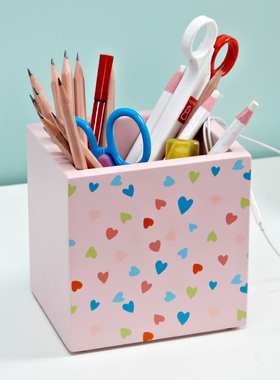 少女心笔筒摆件筒创意时尚小清新木质粉色L创意儿童房女孩家居饰