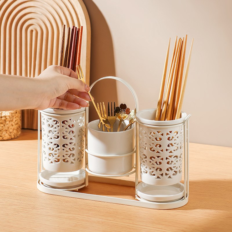 厨房陶瓷筷子筒篓桶笼多孔沥水家用创意餐具刀叉勺筷W收纳架筷笼