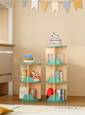 奶油绿新转旋书款架现代易绘本收纳简置物架子家用卧室图书馆TYW