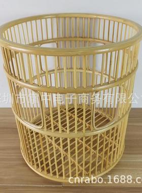 商家推荐竹编工艺房毛筐酒巾店圆毛巾布草C030202篮形脏衣客筐现