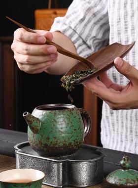 桃木茶则茶勺木取茶32563匙二胡件套黑檀实木中具式复古功夫茶茶