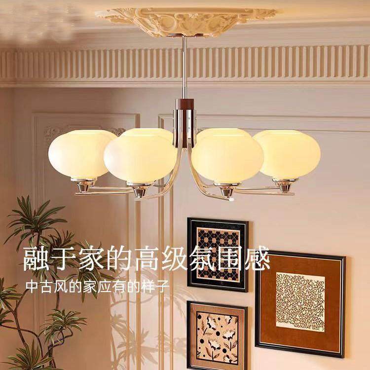 照迎新款法式vintage卧古客护厅吊中灯新中式大气大85671厅主灯眼