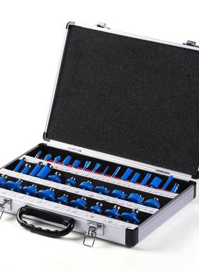 3件套1/4柄蓝色开5窗铝盒木铣刀修边刀圆工Y角35件套1/刀斜角刀圆