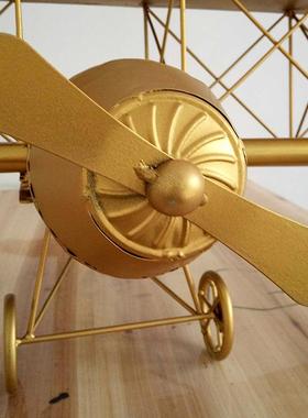 室内家居饰品铁艺摆铁型皮飞件创意飞机模型金色小机飞机JTY-0296