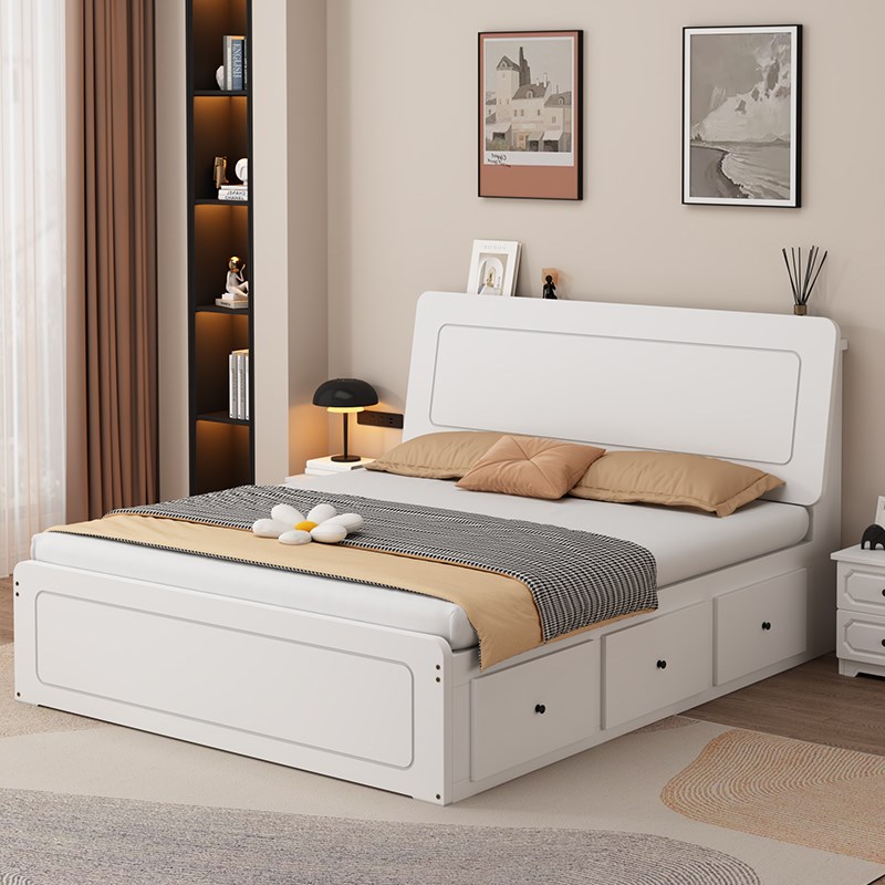 实木床现代简约双人床q气压收纳床小户型高箱储物箱体床主卧单人