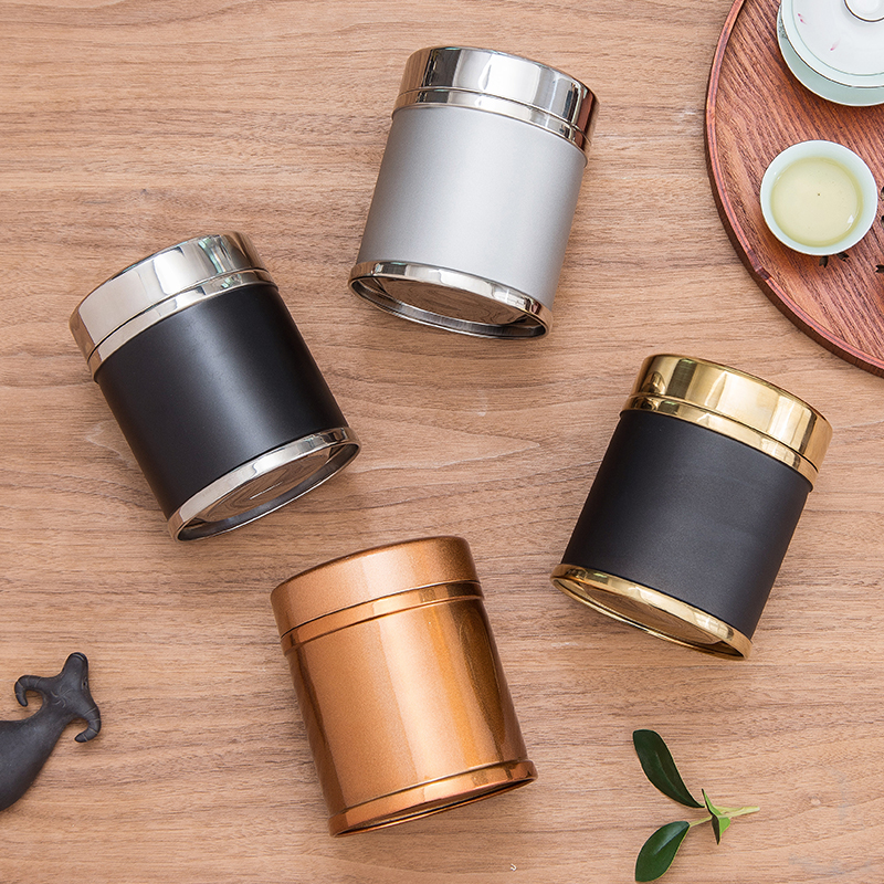 双层盖小号茶叶储存罐包装收纳y盒不锈钢密封家用茶盒罐小茶罐空