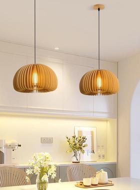 vi红ntage餐厅吊灯实木44994吧北欧诧寂风日式南瓜民宿茶网室台餐
