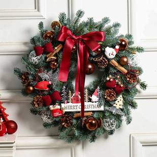 圣诞节装 置饰品场景布藤条挂饰门花商场酒店环橱窗摆件创719饰意