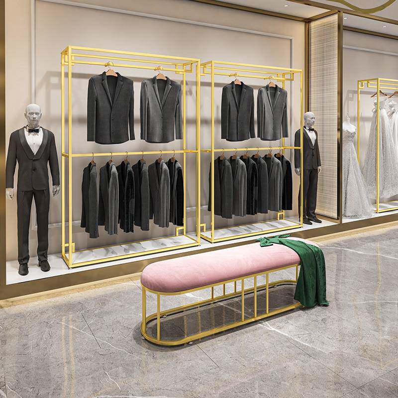 服装店展示架装货挂衣架双层架架西服礼服架婚男纱架678子落地陈