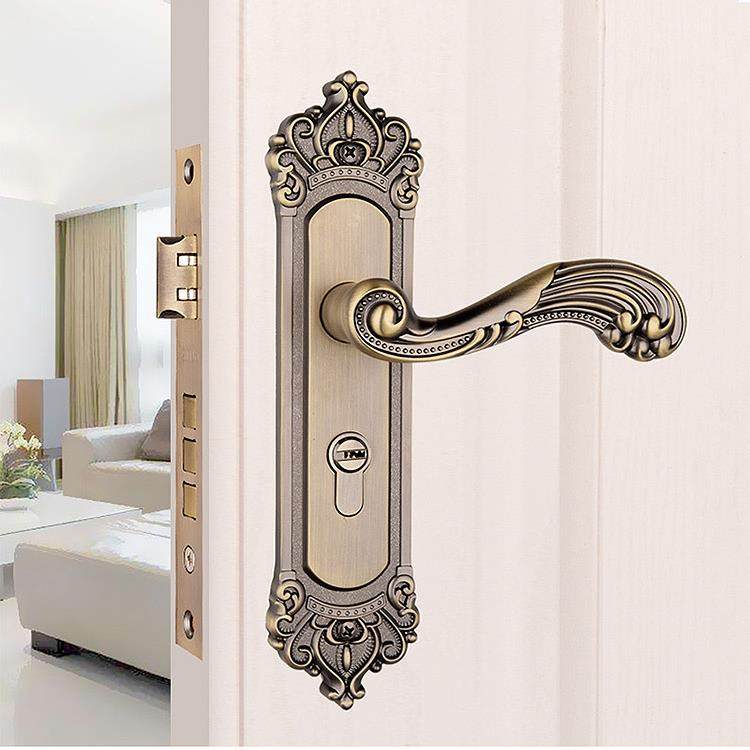 固特7585中欧式房门手执锁真金白银木门实木门锁三7585色选择