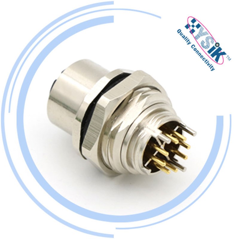 工业以太网M12 8Pin X型航空插头 板端传感器航空插头