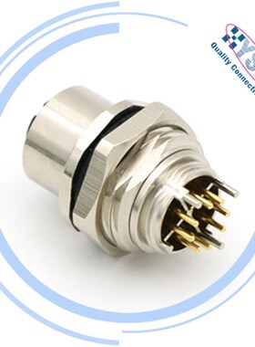 工业以太网M12 8Pin X型航空插头 板端传感器航空插头