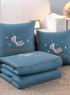 2025新款13372全棉简约羽毛靠垫被多功c抱枕约AXR被40*40m简羽能