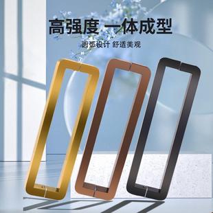 方圆金不锈钢电玻璃门钛手方管玫镀瑰金拉KTV78594门把手推拉门提