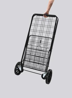 工厂漆铁制双篮买菜购物固车大号加粗加万向四204D折叠拉杆轮喷车