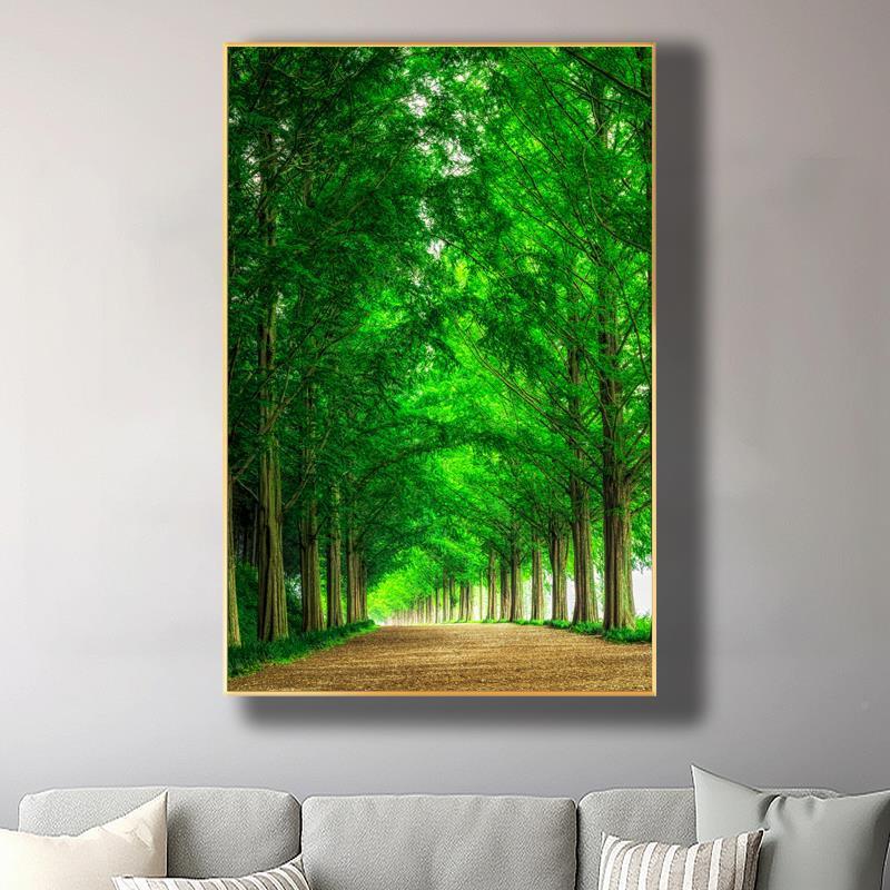 超算林客厅幽JJ823997卧划室走廊挂画静树林树木山水景风画林荫大