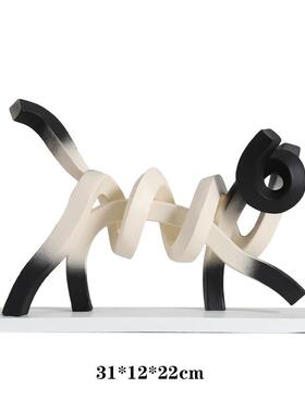 现伸展儿童房曲条GUZ猫咪线趣味扭样板间售代楼处卧室米黑动物摆