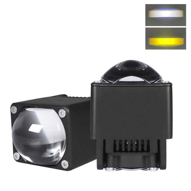 新款大功率黄白双色带切线双光透U268镜0w中网ed大l灯摩托射车灯