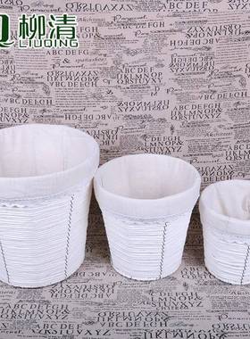 框纸绳白色圆形脏衣LQ171篓艺带内衬纳手工编织收铁无盖储物衣服