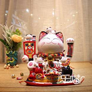 乐财喵86134，8福缘猫大号日陶瓷电动摇手猫式店面开业摆装件饰品