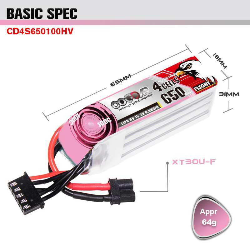 鹰氪CODDAR 650MAH 4S 15.2V 100C HV高倍率锂电池室内飞机LIHV