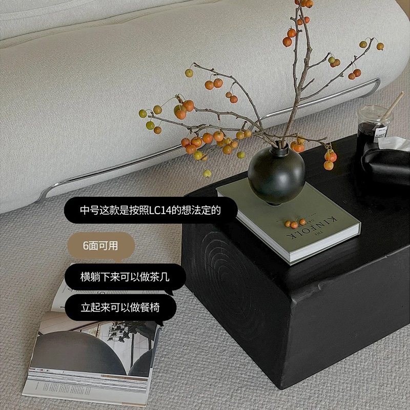 原木墩子花架碳化客厅茶几边几摆件侘寂风民宿根雕底座实木盆景架