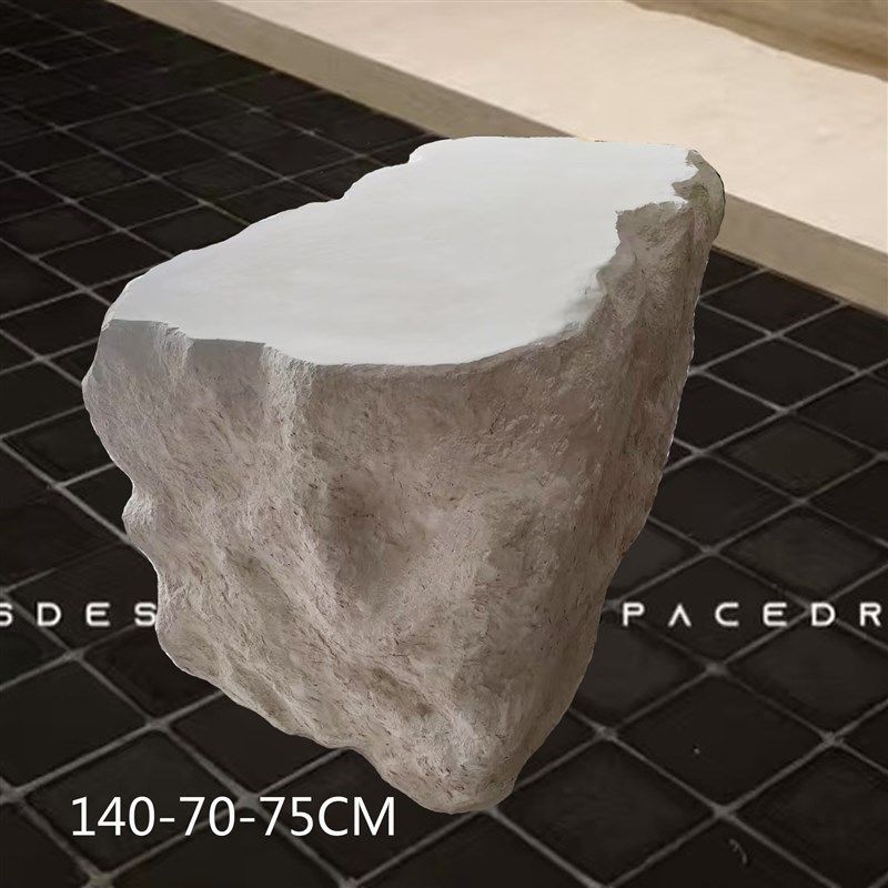 天然米色洞石仿真石服装店面软装陈列展台吧台展柜落地摆件道具
