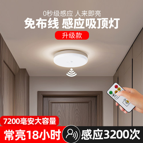 免布线充电吸顶灯入户门玄关楼梯过道F人来即亮夜间人体自动感应