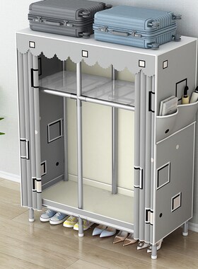 衣柜新款2e013家用卧室布衣柜加厚加粗全钢架简易组装挂式衣橱耐