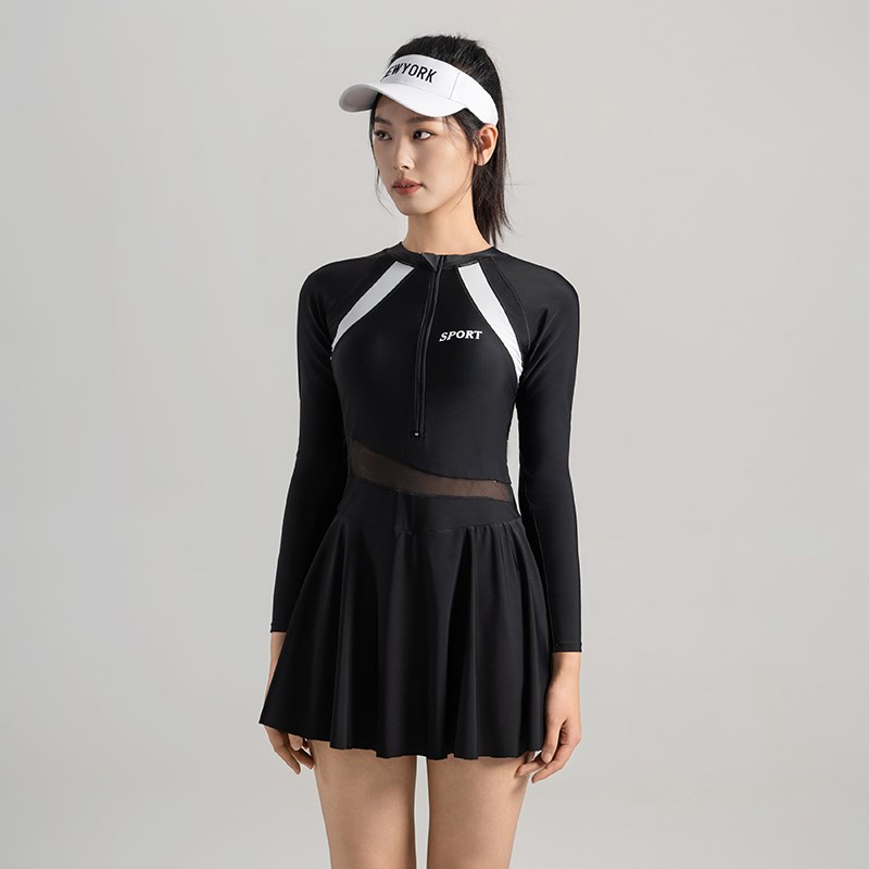 女孩高级游泳衣连体裙式大码遮肚肉显瘦泡温泉成人女士保守游泳装