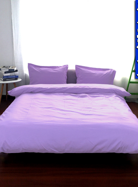 床上用品四件套纯色磨毛胭脂红橙色卡其灰银灰米柠檬米色床单被罩